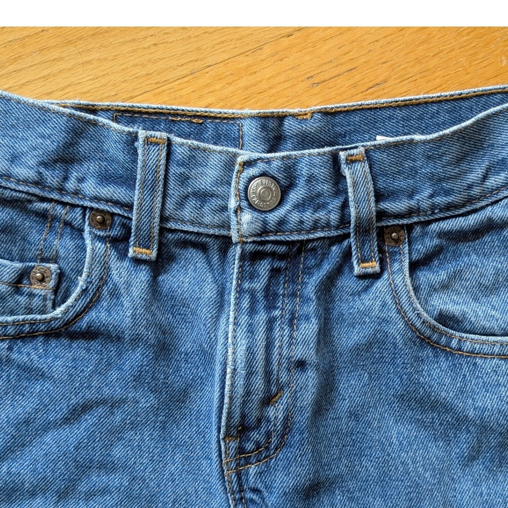 Vintage Levis 550 Denim Cutoff Shorts Youth Kids 8 Blue Jean Altered USA - Picture 2 of 9